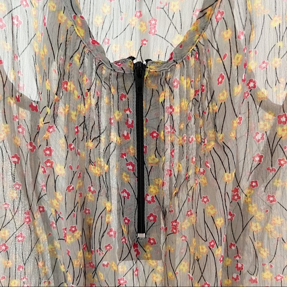 Fire Los Angeles Tank Top • Sz Small • Floral Design, Sheer • Olive Green - Picture 4 of 7